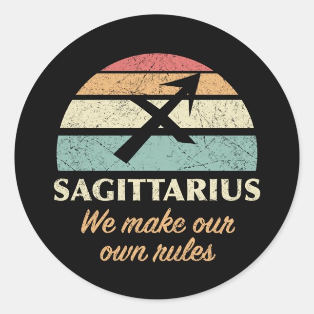 Funny Sagittarius Zodiac Regler Runt Klistermärke (Framsida)