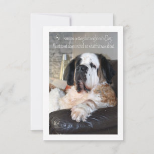Funny Saint Bernard hund porträtt Tack Kort