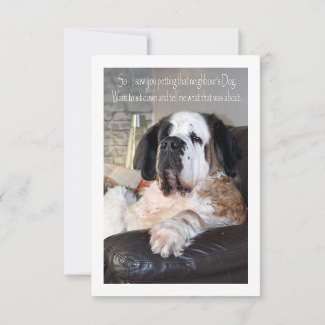 Funny Saint Bernard hund porträtt Tack Kort (Framsida)
