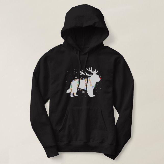 Funny Saint Bernard Hund Träd jul Ljus Julafton Hoodie (Design framsida)