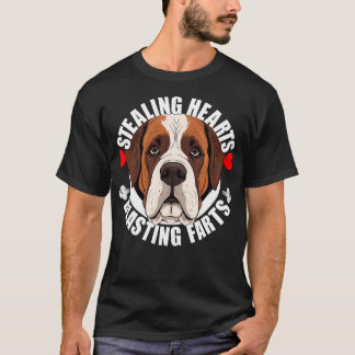 Funny Saint Bernard Stealing Hearts Blasting Farts T Shirt