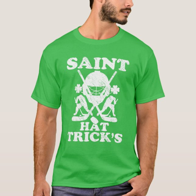 Funny Saint Hat Tricks Hockey Älskare St. Patrick' T Shirt (Framsida)