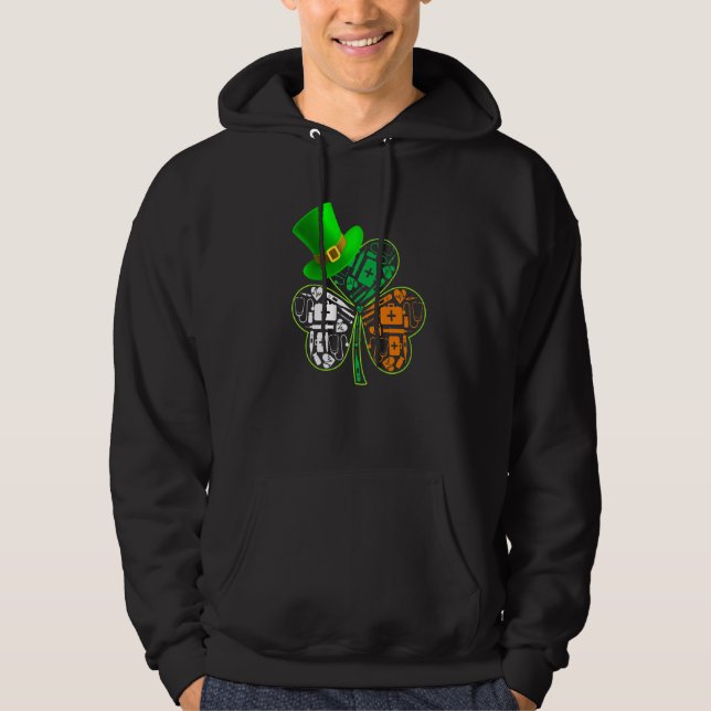 Funny Saint patrick S Day Doktor Shamrock Hat Iris Hoodie (Framsida)