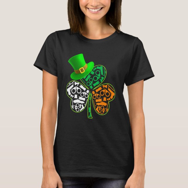 Funny Saint patrick S Day Police Shamrock Hat Iris T Shirt (Framsida)