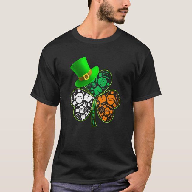Funny Saint patrick S Day Welder Shamrock Hat Iris T Shirt (Framsida)