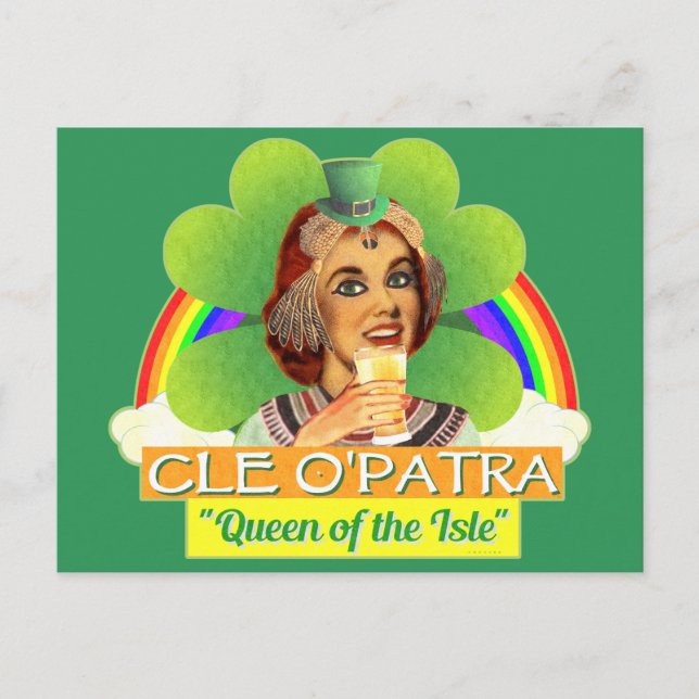Funny Saint patrick's day Cleopatra Pun Irish Vykort (Framsida)