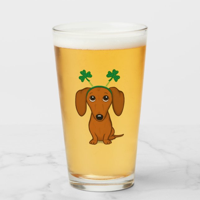 Funny Saint patrick's day Hund Dachshund Shamrocks Glaskopp (Framsida fylld)