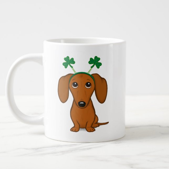 Funny Saint patrick's day Hund Dachshund Shamrocks Jumbo Mugg (Vänster)