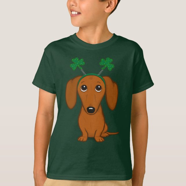 Funny Saint patrick's day Hund Dachshund Shamrocks T Shirt (Framsida)