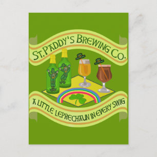 Funny Saint patrick's day Leprechaun Brewery Vykort