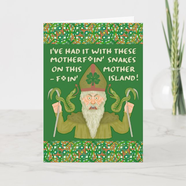 Funny Saint patrick's day Snakes Joke Grönt Irish Kort (Framsida)