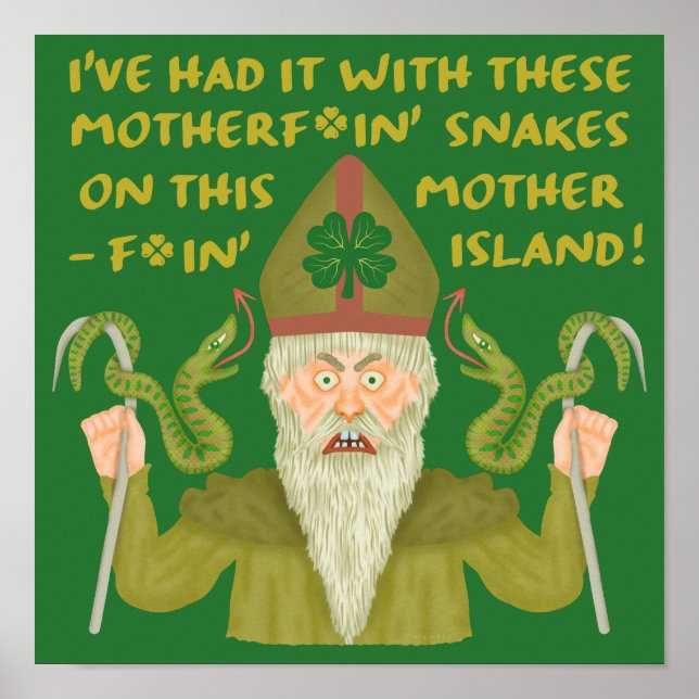 Funny Saint patrick's day Snakes Joke Grönt Irish Poster (Framsidan)