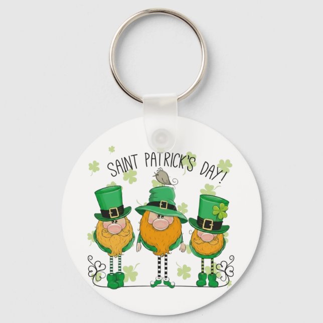 Funny Saint Patrick's Day T-Shirt Irish Shamrock Nyckelring (Framsida)