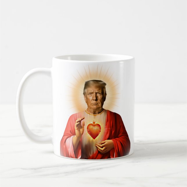 Funny Saint Trump Prayer Kaffemugg (Vänster)