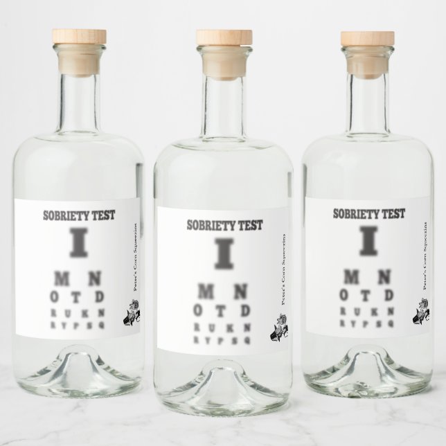 Funny säkerhetstest 🍻 Blurry Öga Chart Hillbilly Spritflaskor Etikett (Flaskor)