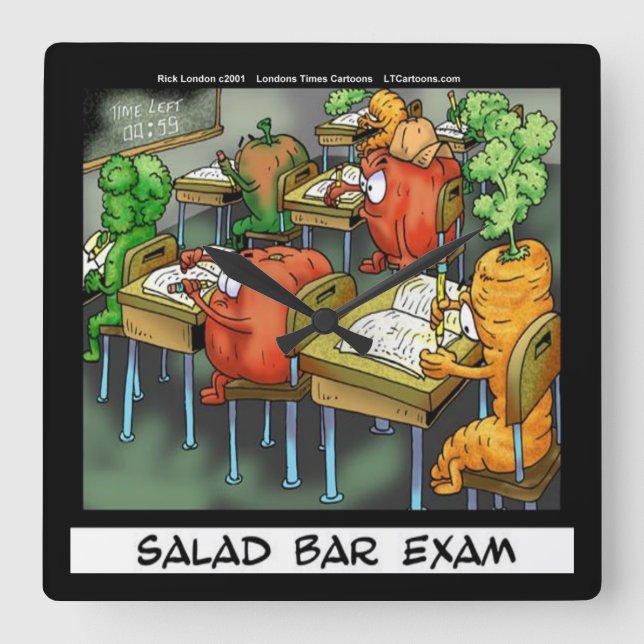 Funny Salad Pub Exam Wall Clock Fyrkantig Klocka (Framsida)