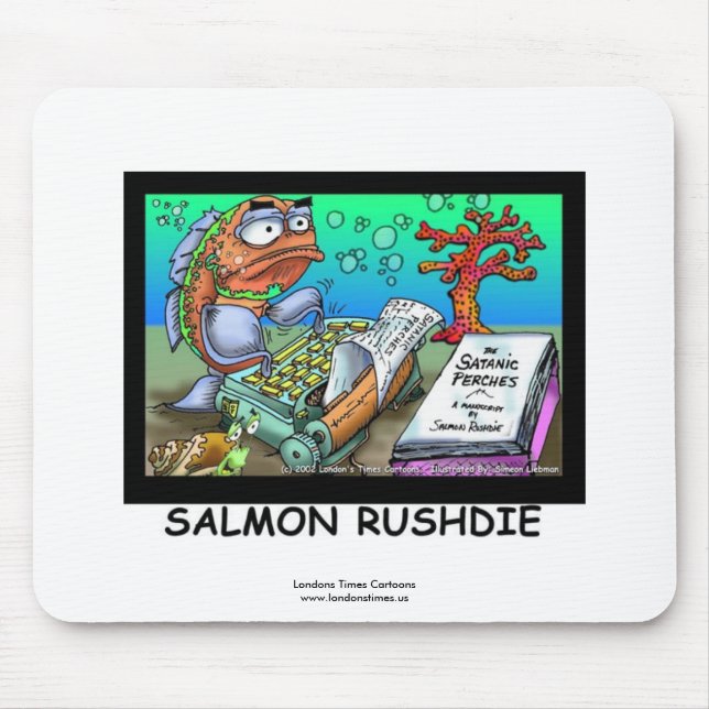 Funny Salman Rushdie Fish Mouse Pad Musmatta (Framsidan)