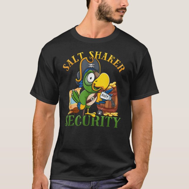 Funny Salt Shaker Security Pirate Head Parrot Conc T Shirt (Framsida)
