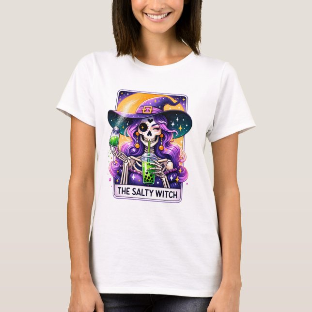 Funny Salty Witch Tarot T Shirt (Framsida)