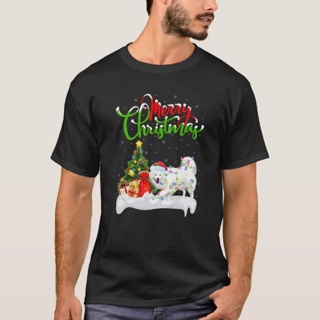 Funny Samoyed Dog Lover Xmas Lighting Samoyed Chri T Shirt (Framsida)