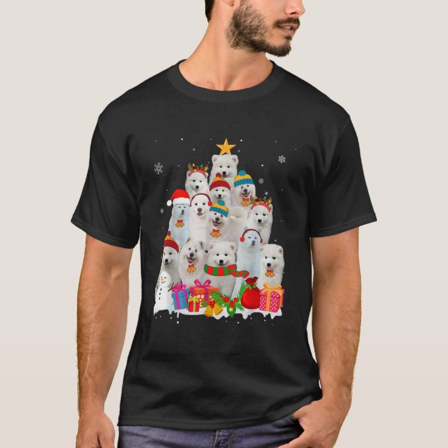 Funny Samoyed Julgran Pet Hund älskare Gift T Shirt (Framsida)