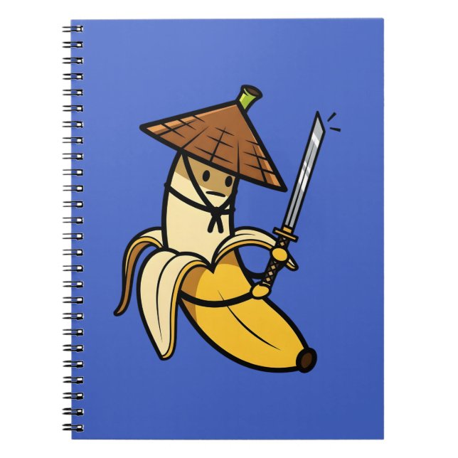 Funny Samurai Banana Ronin Cartoon Illustration Anteckningsbok (Framsidan)
