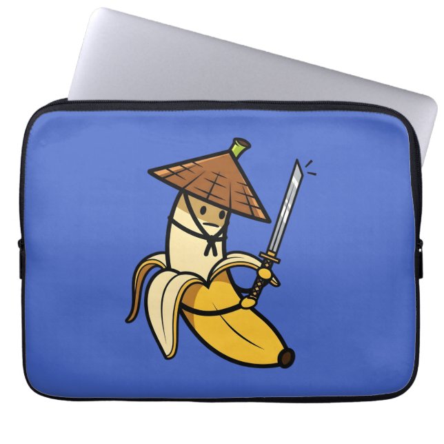 Funny Samurai Banana Ronin Cartoon Illustration Laptop Fodral (Framsidan)