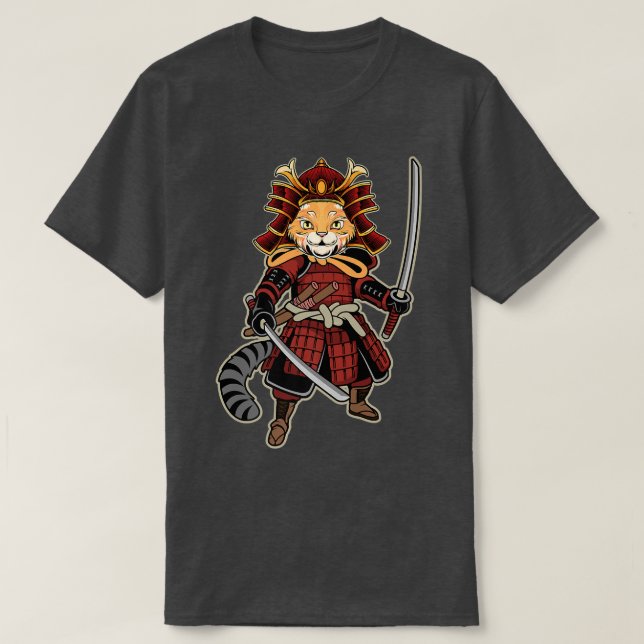 Funny Samurai Cat Japanese Kitten Cats  T Shirt (Design framsida)