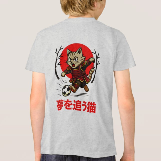 Funny Samurai Cat Soccer - Gift for Anime & Sports T Shirt (Baksida)