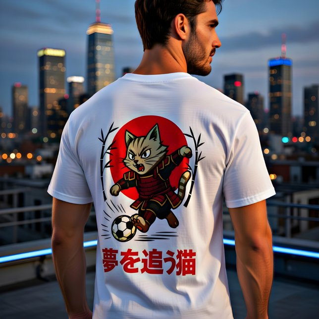 Funny Samurai Cat Soccer - Gift for Anime & Sports T Shirt (Skapare uppladdad)