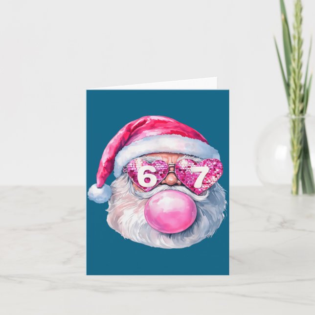 Funny Santa 67 Bubblegum Nk Christmas Six Seven Me Kort (Framsida)