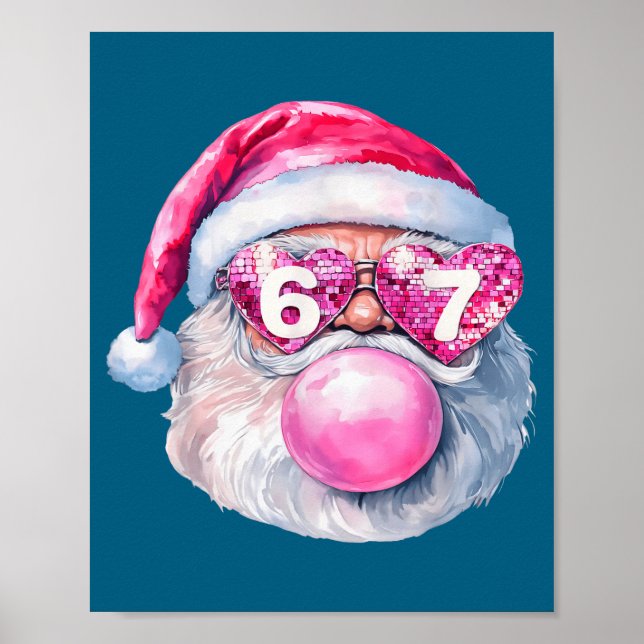 Funny Santa 67 Bubblegum Nk Christmas Six Seven Me Poster (Framsidan)