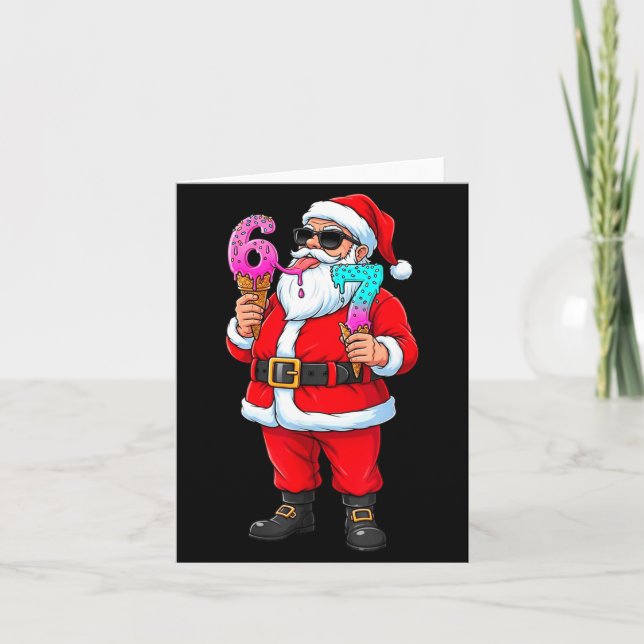 Funny Santa 67 Ice Cream Christmas Drip Xmas Teens Kort (Framsida)
