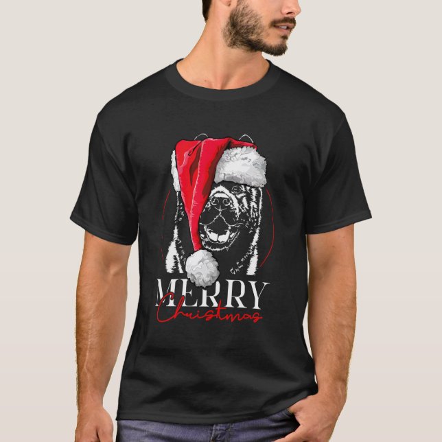 Funny Santa American Akita God jul Hund Mamma T Shirt (Framsida)