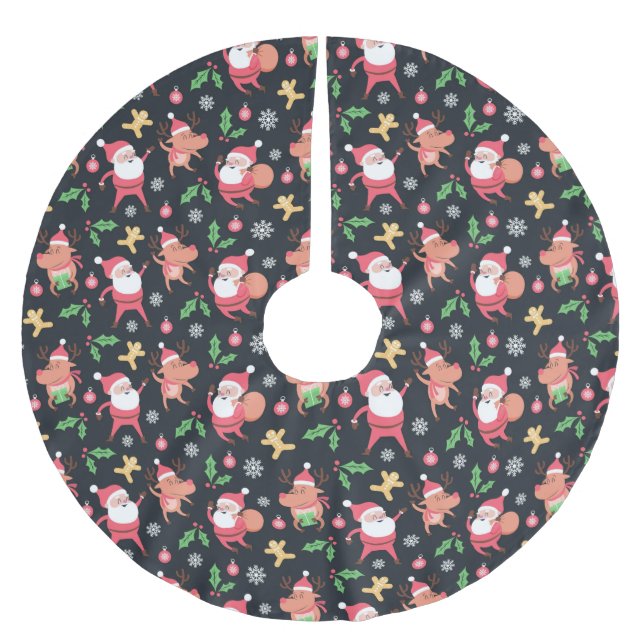 Funny Santa and Rabbits Julgransmatta Borstad Polyester (Framsidan)