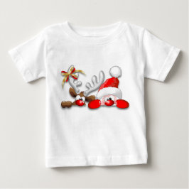 Funny Santa and Reindeer Tecknad Baby T-Shirt