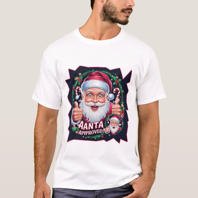 Funny Santa Ansikte - Anpassningsbar Helgdag Cheer T Shirt (Framsida)