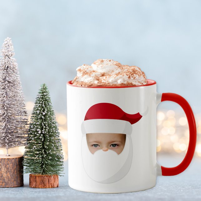 Funny Santa Ansikte jul Mugg (Santa Photo Holiday Mug)
