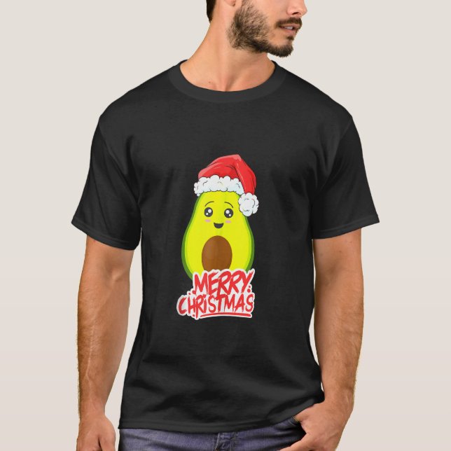 Funny Santa Avocado God jul Vegan Vacation T Shirt (Framsida)