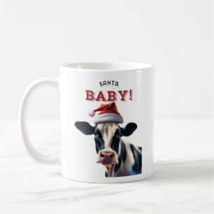 Funny Santa Baby jul Holstein Cow Kaffemugg