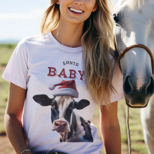Funny Santa Baby jul Holstein Cow T Shirt