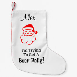 Funny Santa Beer Belly Christmas Stocking Liten Julstrumpa