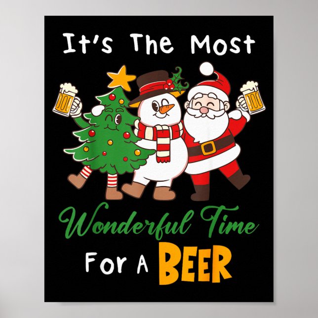 Funny Santa Beer Christmas Drinking Most Wonderful Poster (Framsidan)