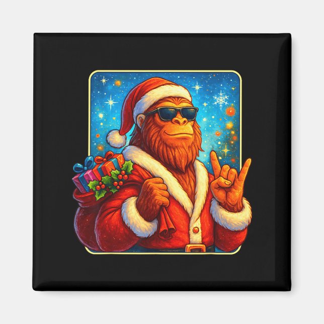 Funny Santa Bigfoot Christmas Sasquatch Xmas Boys  Magnet (Framsidan)
