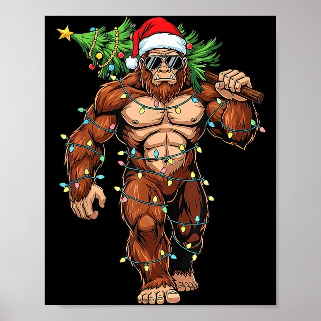 Funny Santa Bigfoot Christmas Tree Christmas Crypt Poster (Framsidan)