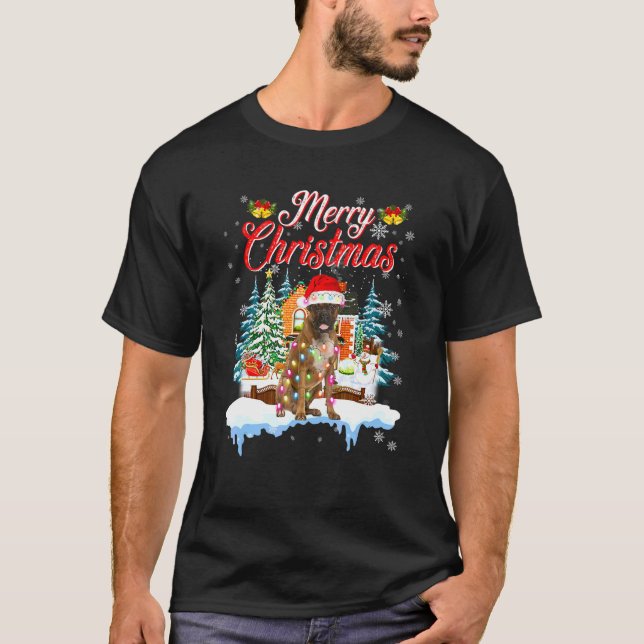 Funny Santa Boxer Hund God jul Manar Women Ki T Shirt (Framsida)
