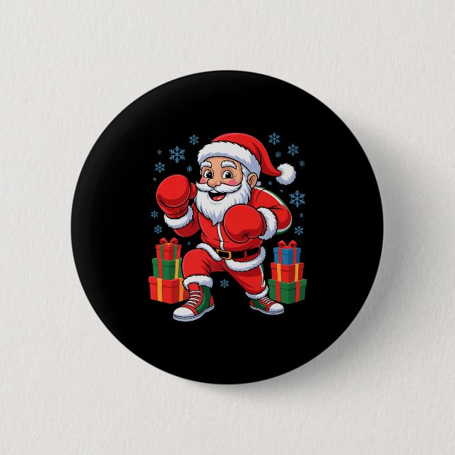 Funny Santa Boxing Lover Boxer Holiday Christmas X Knapp (Framsida)