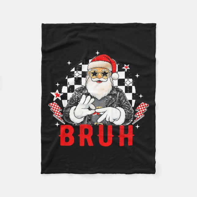 Funny Santa, Bruh Christmas Funny Meme Gift Tee  Fleecefilt (Framsidan)