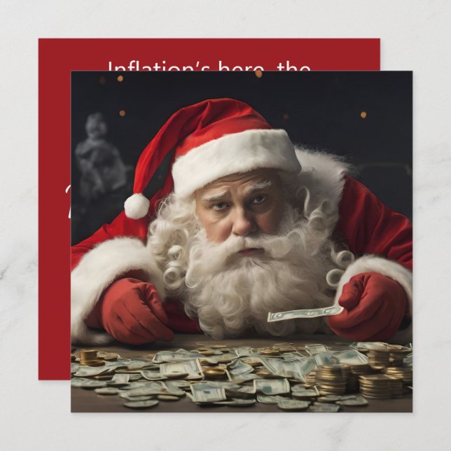 Funny Santa Card with Inflation Rhyme Julkort (Fram/baksida)