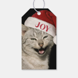 Funny Santa Cat Laugh-jul Presentetikett